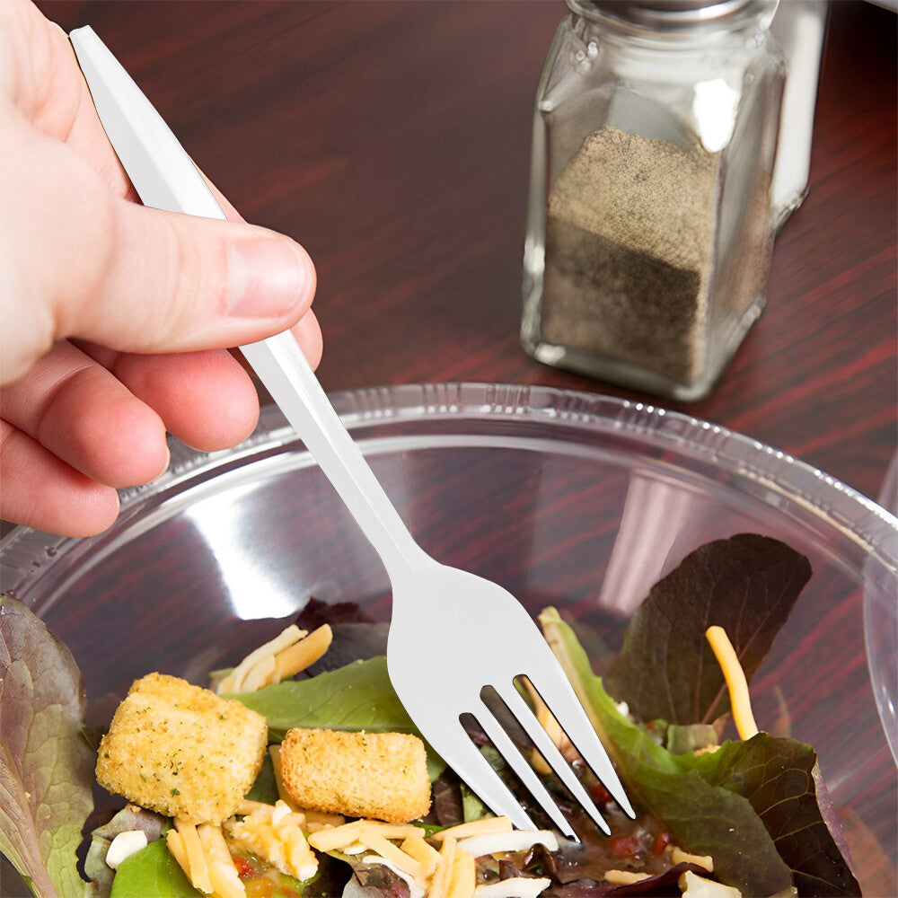 Heavy Duty Plastic Spoons Knives Forks White Reusable Mix Cutlery Set