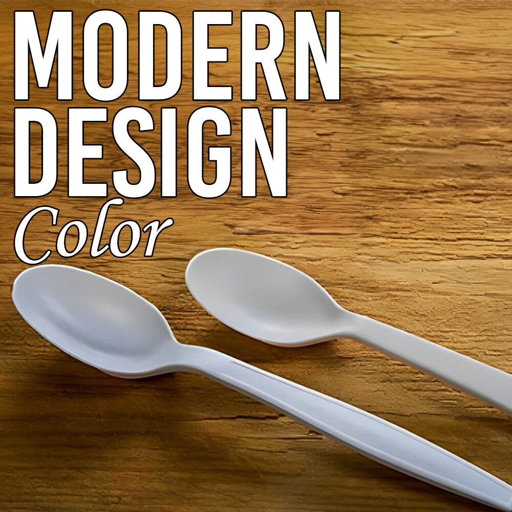 Heavy Duty Plastic Spoons Knives Forks White Reusable Mix Cutlery Set