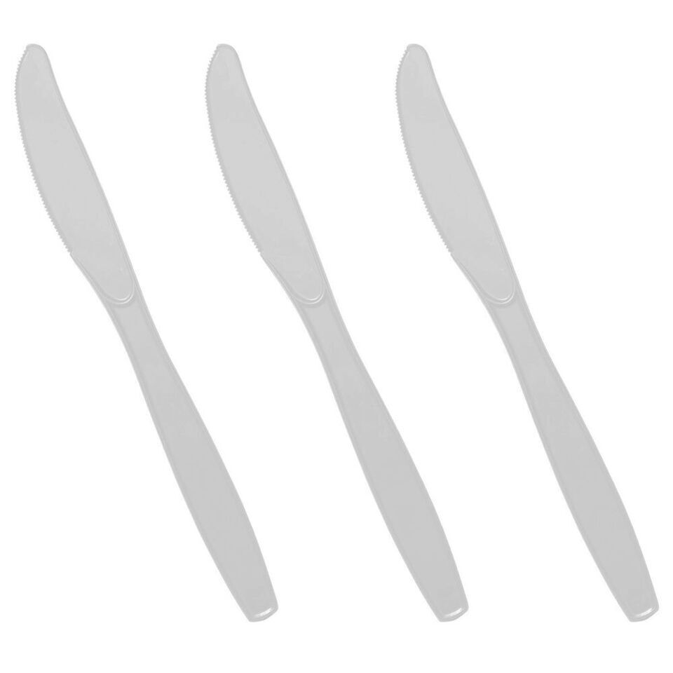 Heavy Duty Plastic Spoons Knives Forks White Reusable Mix Cutlery Set