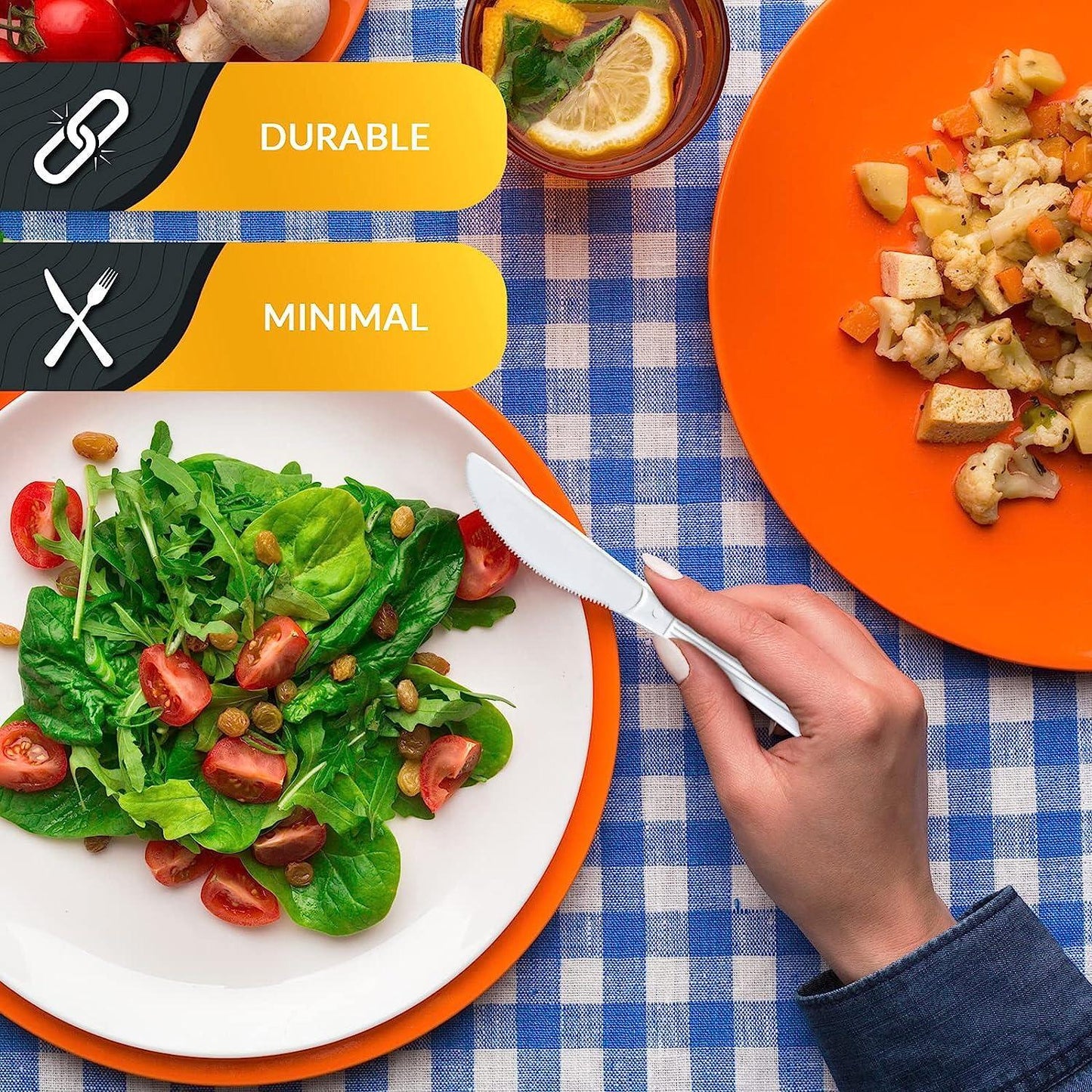 Heavy Duty Plastic Spoons Knives Forks White Reusable Mix Cutlery Set