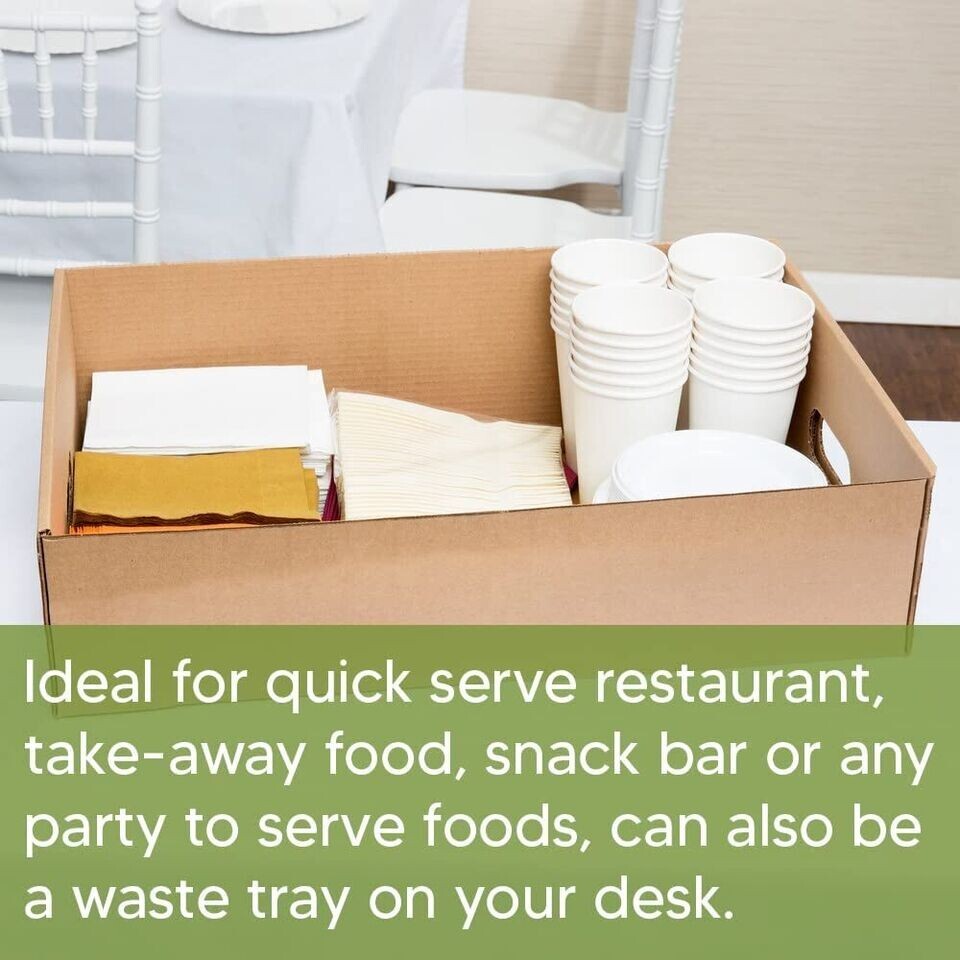 10 x Hamper Tray Cardboard Empty Die Cut Handle Serving Tray - 16" x 10.5" x 4"
