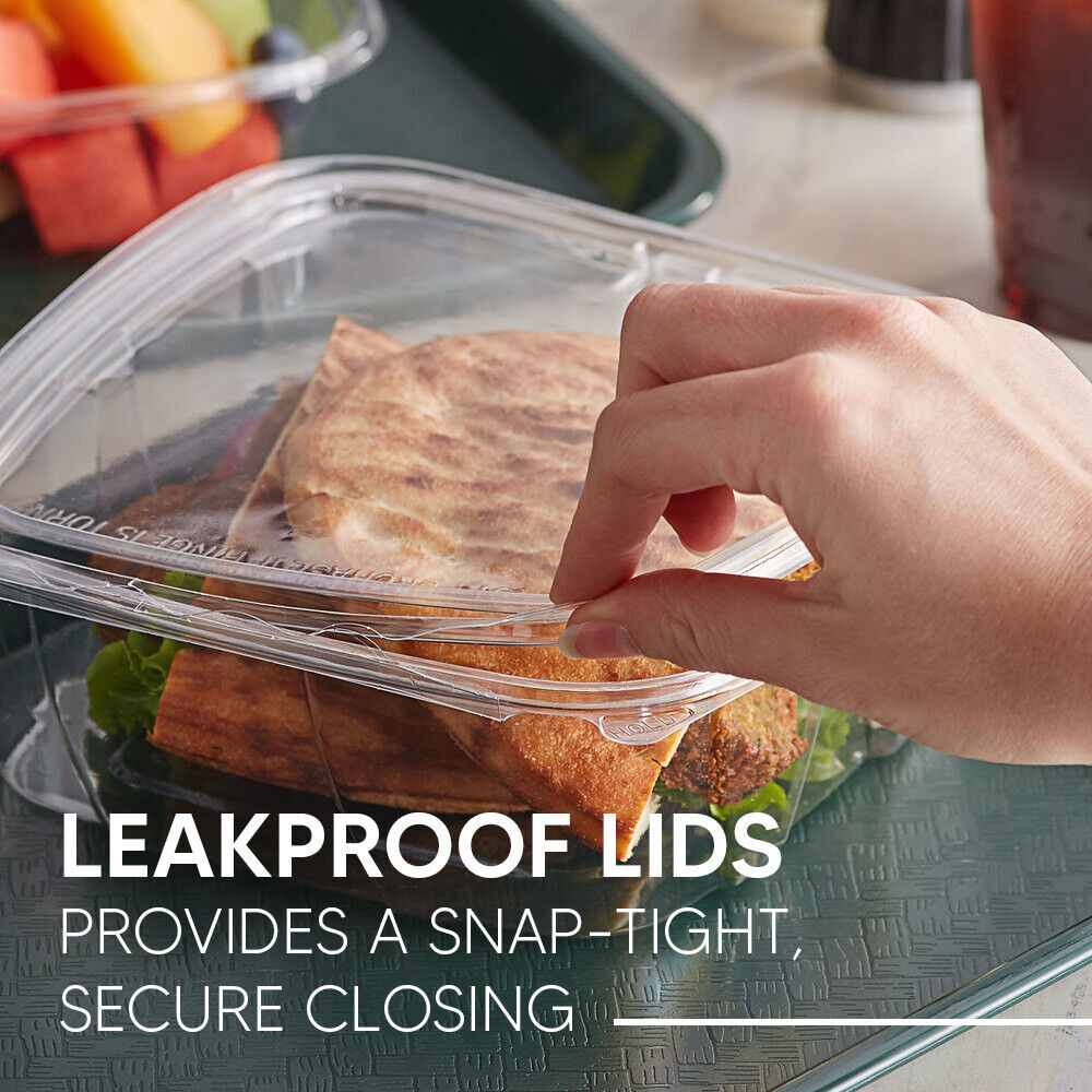 Hinged lid Salad Container S-M-L Clear Plastic Food Takeaway Storage Container