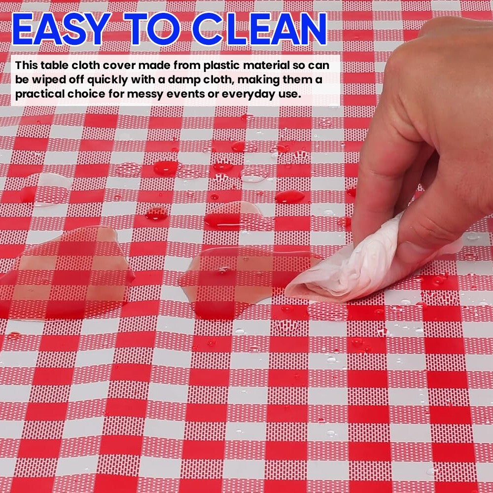 25 x PVC Vinyl Table Cloth Gingham Wipeable Table Cover Protector 90cm x 90cm