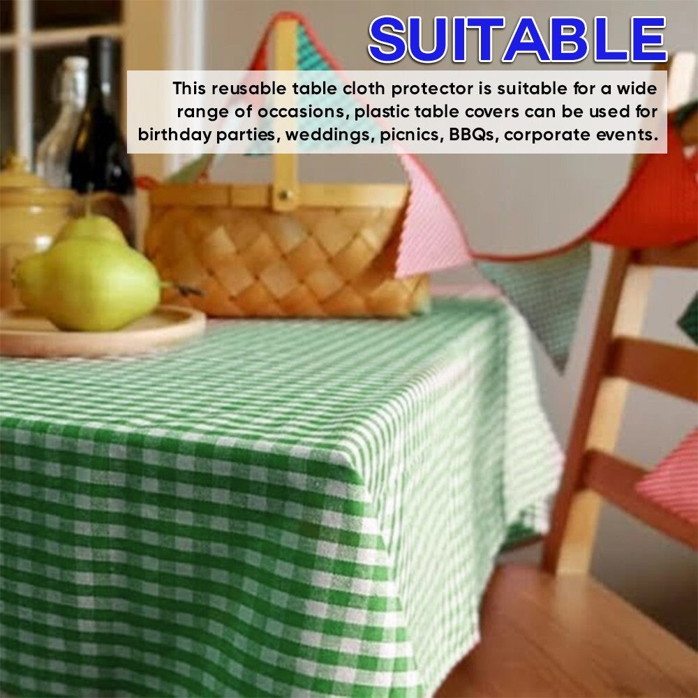 25 x PVC Vinyl Table Cloth Gingham Wipeable Table Cover Protector 90cm x 90cm