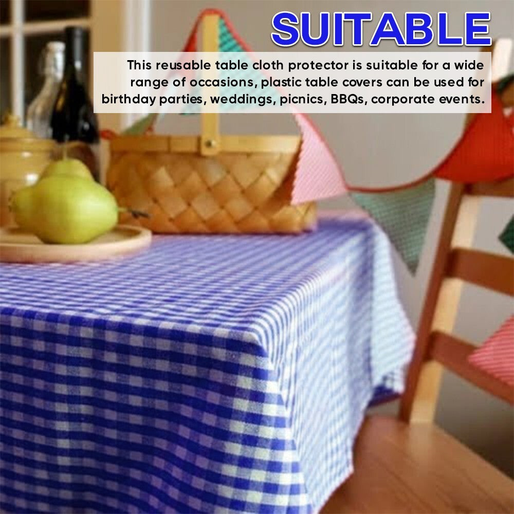 25 x PVC Vinyl Table Cloth Gingham Wipeable Table Cover Protector 90cm x 90cm