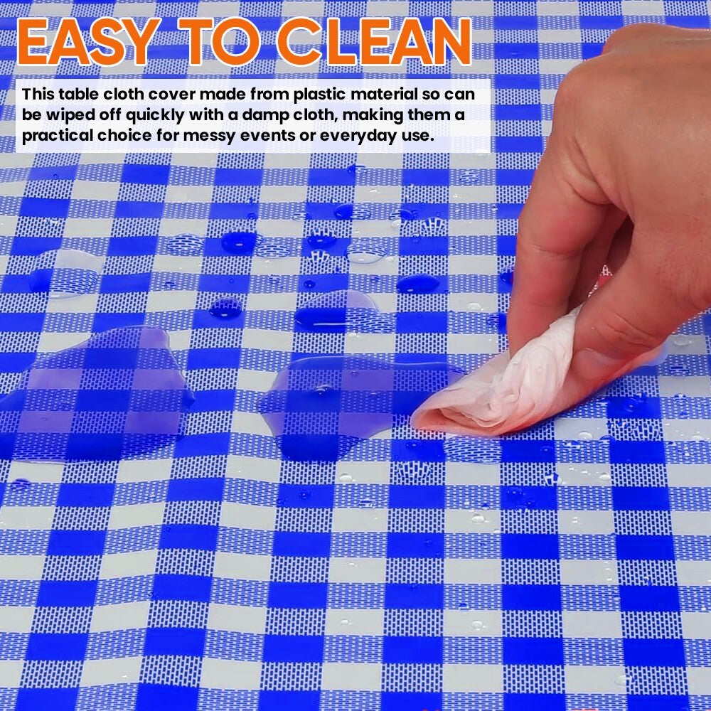 25 x PVC Vinyl Table Cloth Gingham Wipeable Table Cover Protector 90cm x 90cm