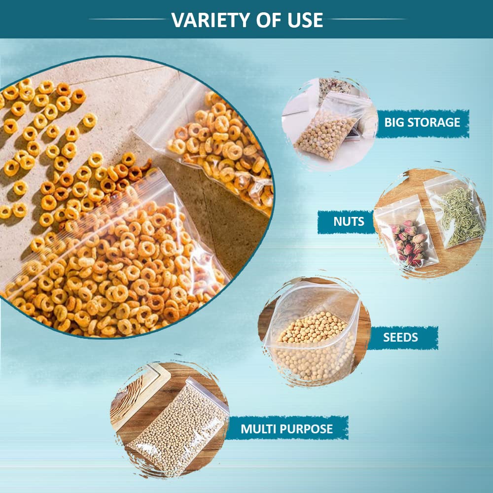 Venuscello® 1000 x Resealable Zip lock Clear Plastic Bags Press Seal Storage Pouches Poly Zip Bags for Store Medicines, Jewellery, Small Sweets & Candy Store - 8" x 11" Inches