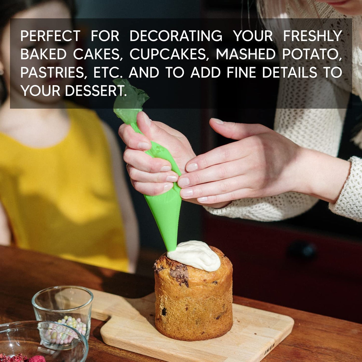 Venuscello® 100 x Green Icing Piping Bags Disposable Savoy Bags 21" Sticky Pastry Decorating Bag Ideal for Baking Easy to Grip and Comfortable