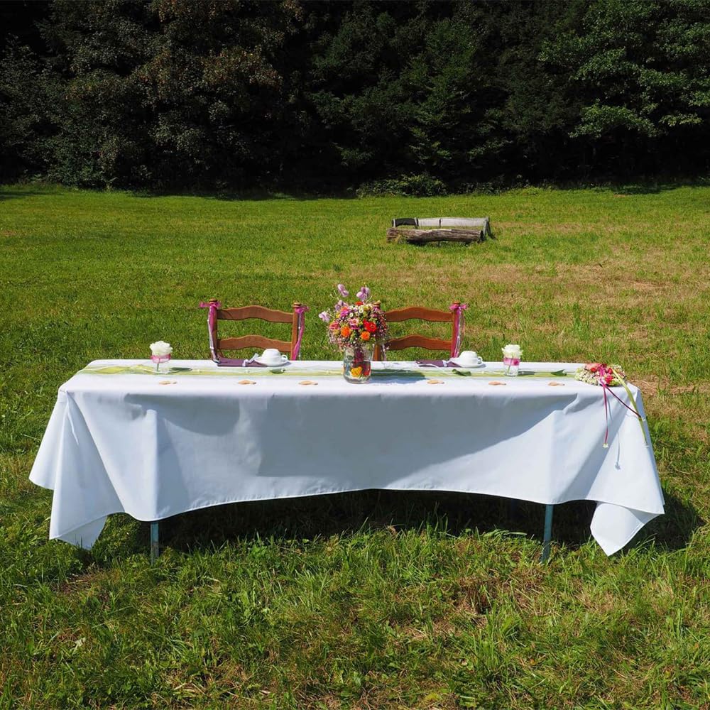 Venuscello 2 x White Paper Table Cover Cloths Disposable Square 90 x 90 cm with Matching Pack of 100 White 2 Ply 33cm Paper Napkins for Birthday Parties Perfect Combo for Catering Supply