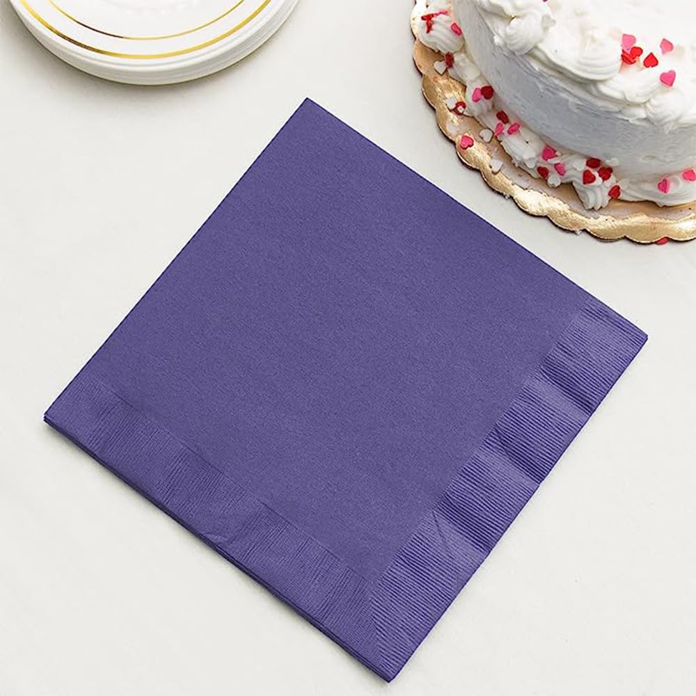 Venuscello® 100 x Serviettes Paper Napkins Purple Disposable Recyclable Tissue 2-Ply 33cm for Catering Wedding Birthday Parties