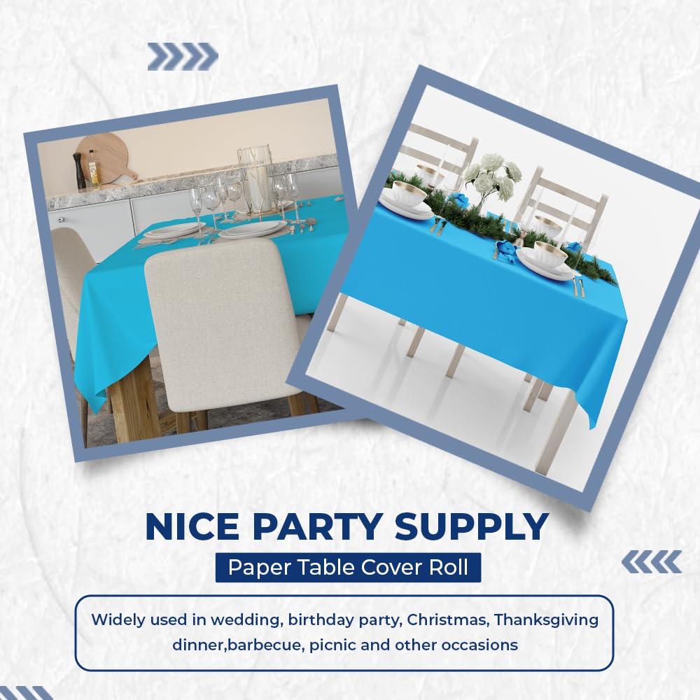 Venuscello Banquet Roll 25M x 1.14M | Light Blue Paper Banqueting Roll for Wedding Buffet Dinner Home Large Disposable Table Paper Cloth Covers