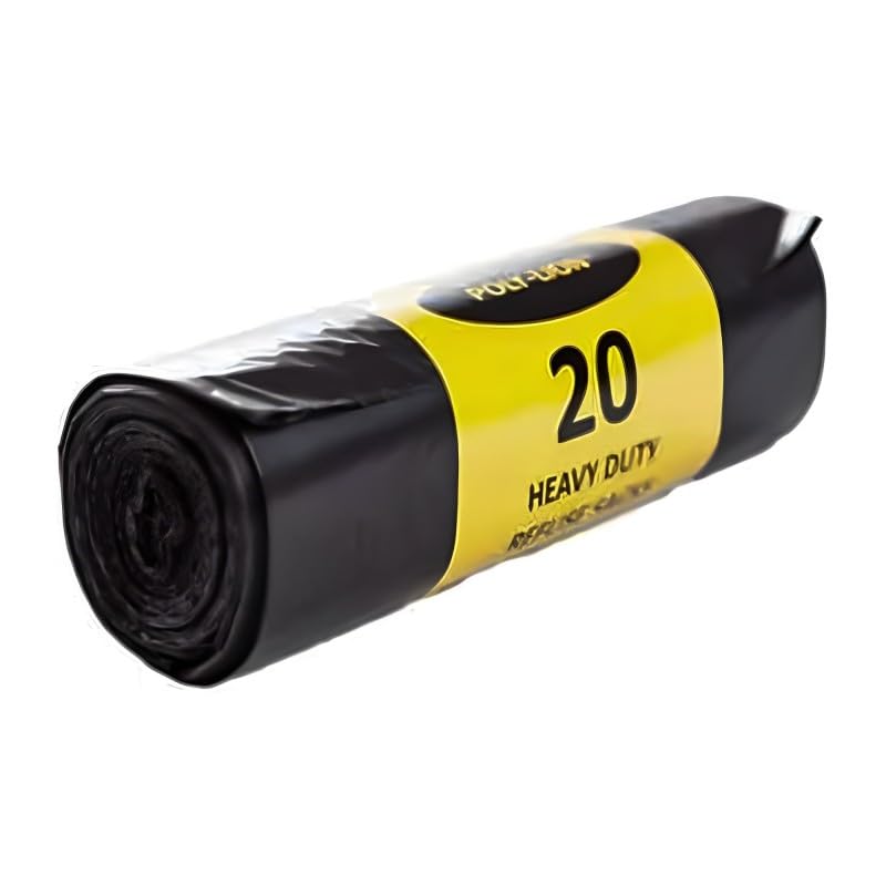 Venuscello 20 x Bin Liners Bags 100l Black Heavy Duty Refuse Sacks Rubble Rubbish Bags for Construction Garbage Bio hazard Wastage 29 x 34 inch
