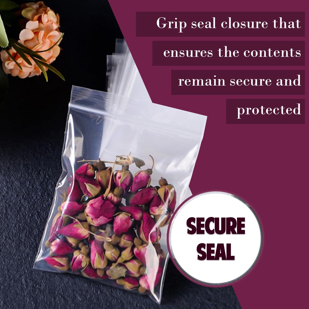 Venuscello® 300 x Resealable Grip Seal Plastic Zip lock Bags 5.5" x 5.5" Poly Zip Bag for Store Medicines, Jewellery, Small Sweets, Candy & Parts
