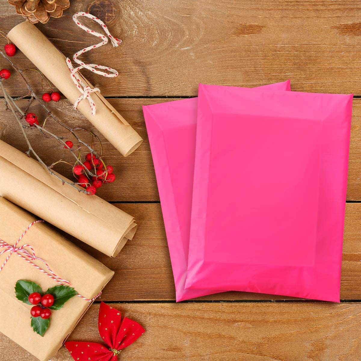 Venuscello® 100 x Pink Mailing Bags 10 x 14 in Poly Postal Self Sealing Courier Bag Envelopes Polythene Bag for Cloths Stationary and Shipping