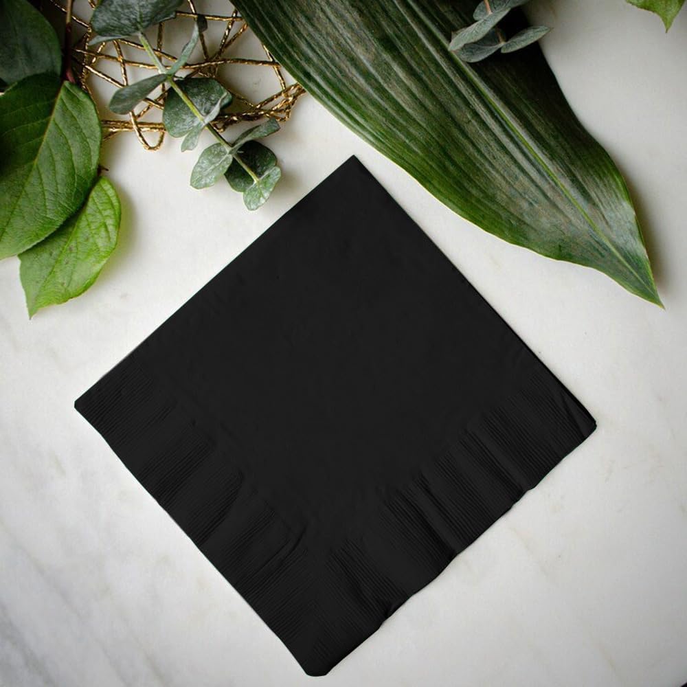 Venuscello® 100 x Paper Napkins Black 3-Ply 40cm Serviettes Tissue Paper Disposable Recyclable Napkin for Catering Wedding Birthday Parties Buffet Table