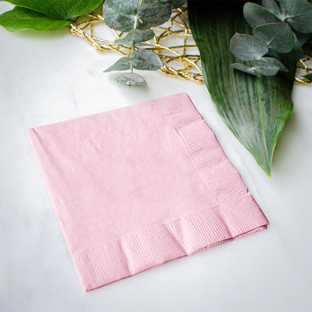 Venuscello® 100 x Paper Napkins Pink 2-Ply 40cm Serviettes Tissue Paper Disposable Recyclable Napkin for Catering Wedding Birthday Parties Buffet Table