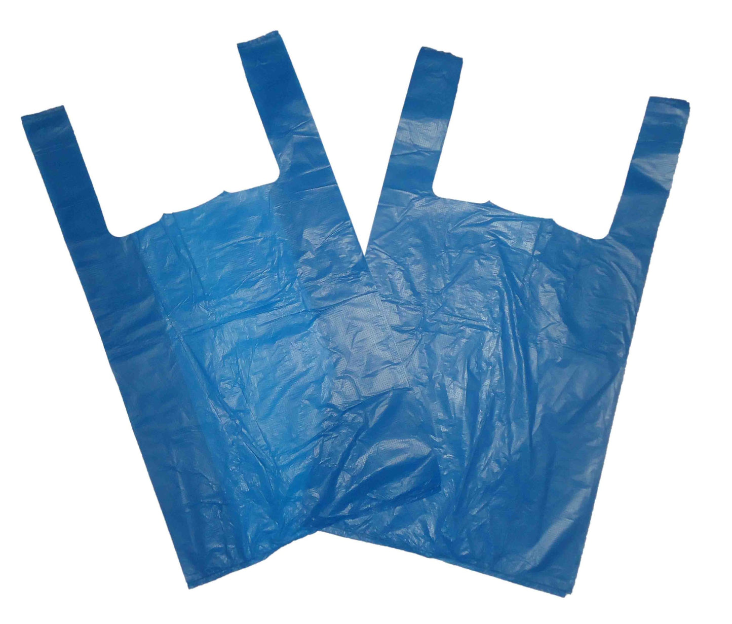 Venuscello® 1000 x Vest Style Carrier Bags Blue Plastic 11" x 17" x 21" Heavy Duty Carry Bags for Vegetables Fruits Groceries Shopping