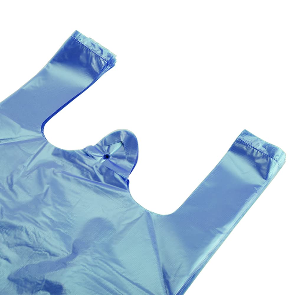 Venuscello® 1000 x Vest Style Carrier Bags Blue Plastic 11" x 17" x 21" Heavy Duty Carry Bags for Vegetables Fruits Groceries Shopping