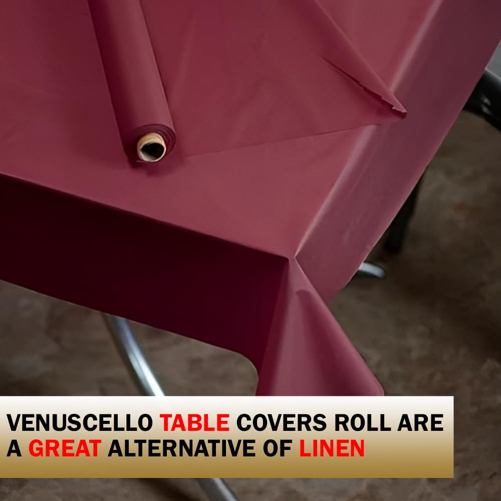 Venuscello® Burgundy Paper Banquet Roll Party Wedding Buffet Table Cover Multi Colours 25M X 1.14M