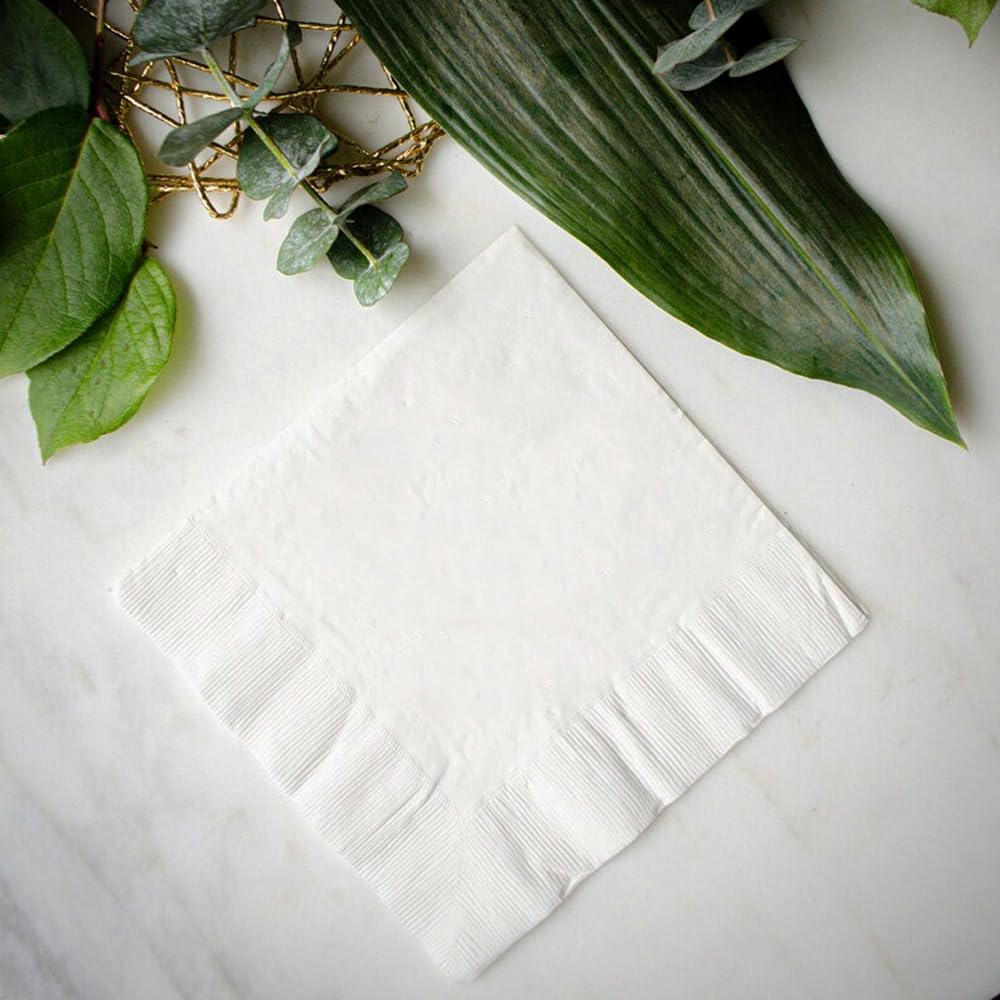 Venuscello® 200 x Serviettes Paper Napkins White Disposable Recyclable Tissue 2 Ply 33cm for Catering Wedding Birthday Parties
