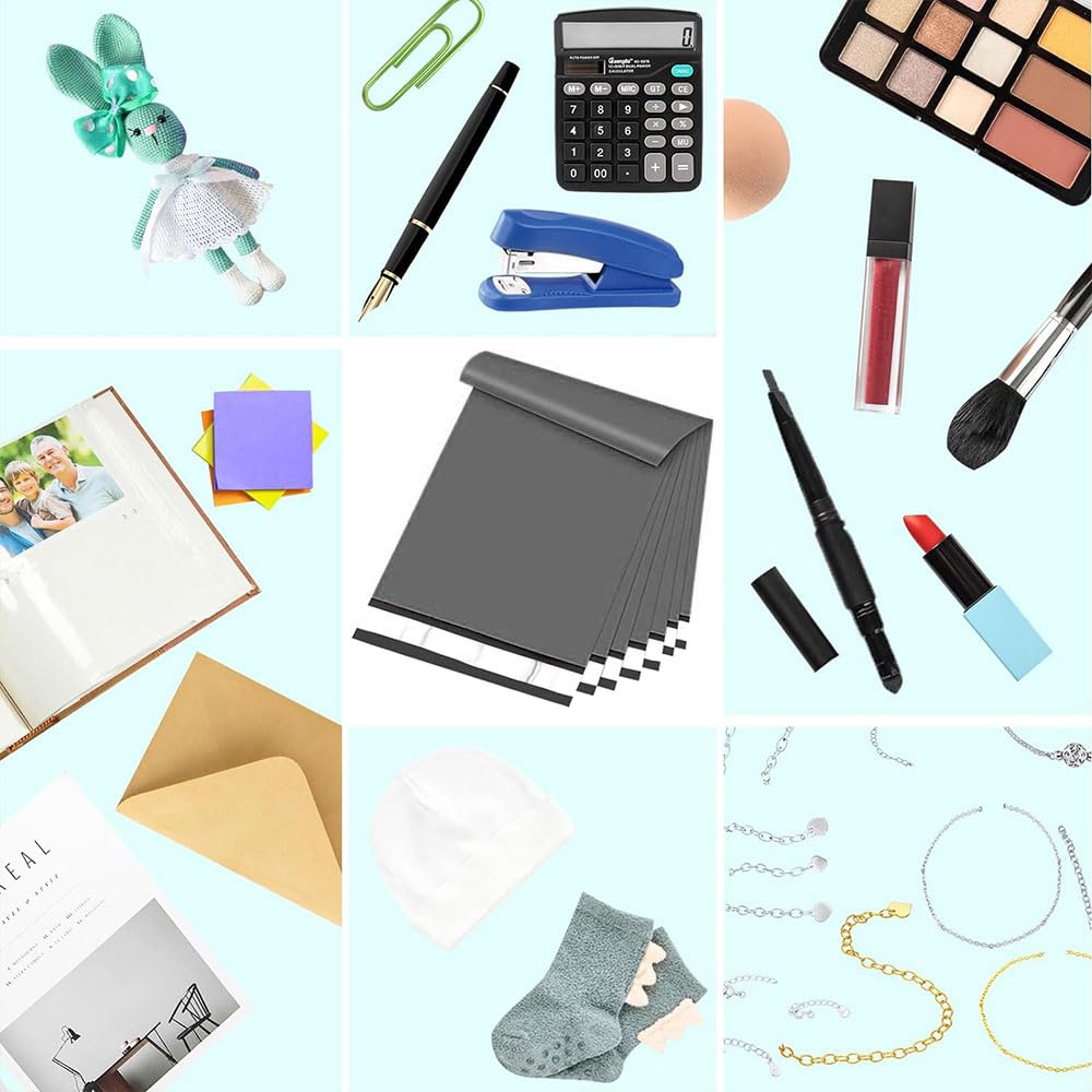 Venuscello® 500 x Grey Mailing Bags Poly Postal Postage Self Sealing Polythene Envelopes for Cloths Packing Shipping & Posting - 16 x 21 in