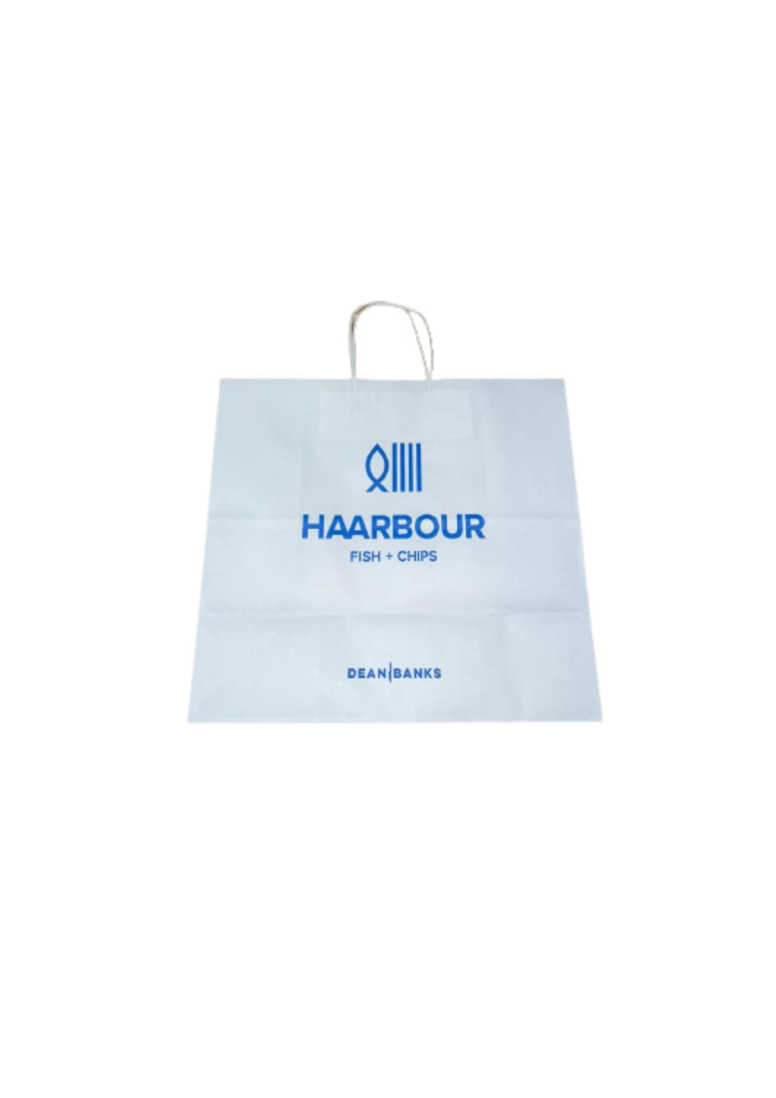 Venuscello® 250 X White Paper Bag With Twisted Handle, Kraft Takeaway Fish, Chips & other food Carrier bag - 13" x 6.5" x 12"