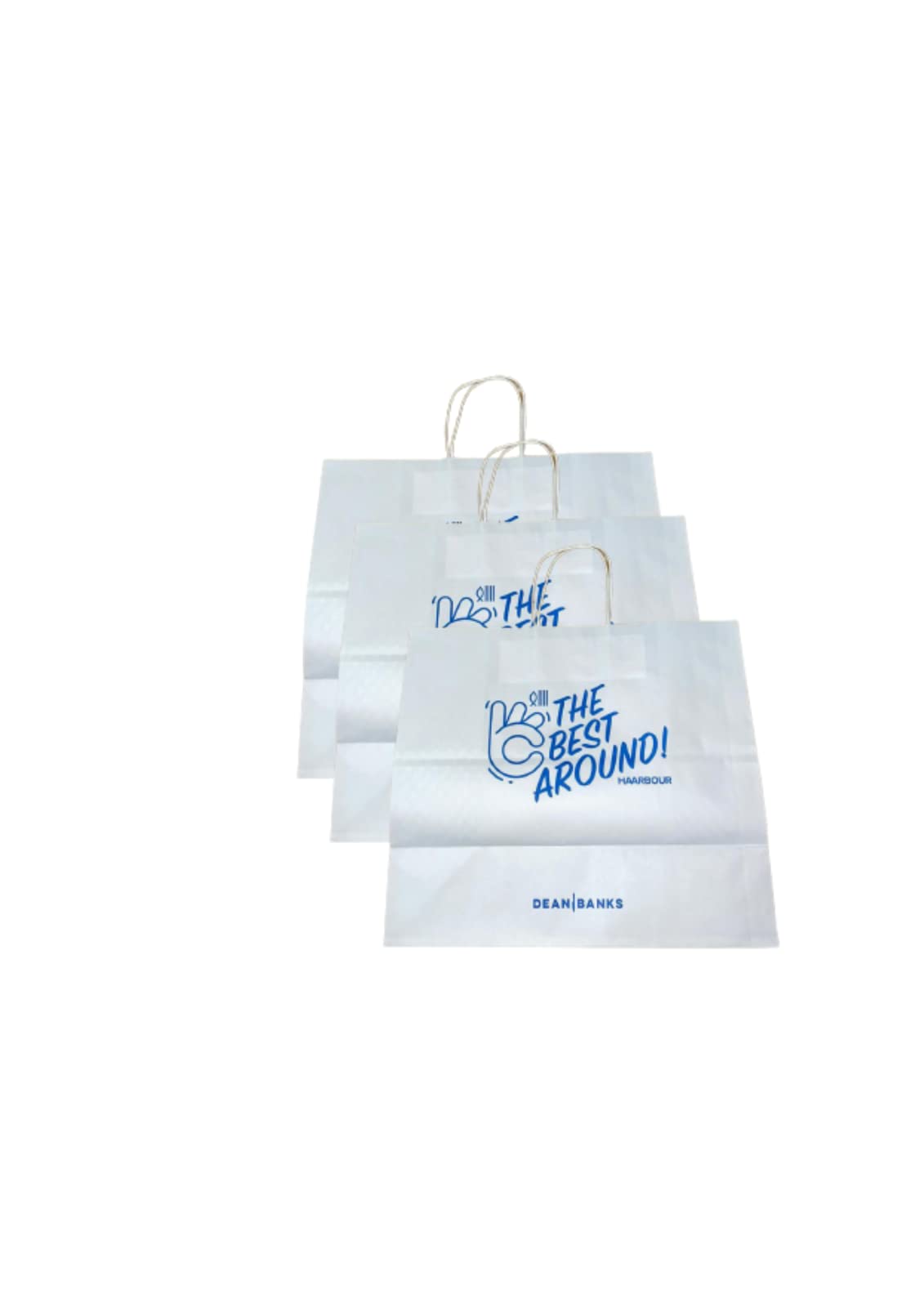 Venuscello® 250 X White Paper Bag With Twisted Handle, Kraft Takeaway Fish, Chips & other food Carrier bag - 13" x 6.5" x 12"