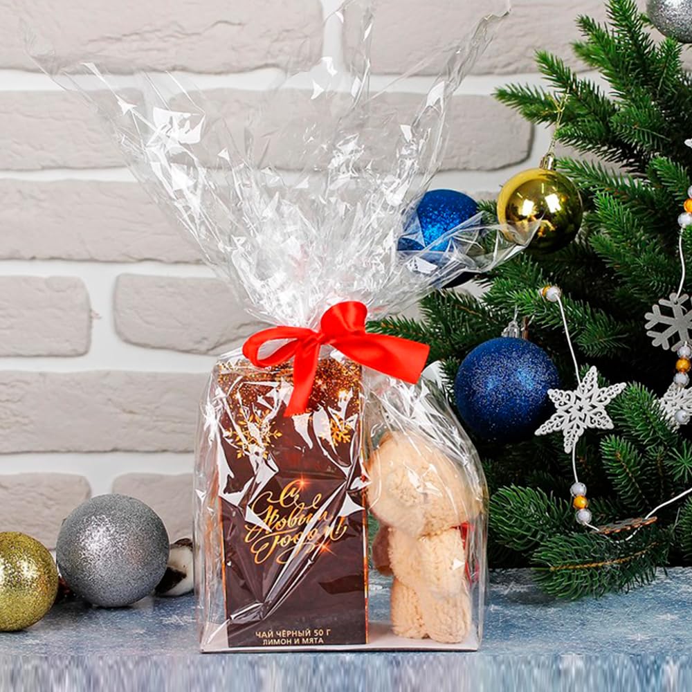 Venuscello® Cellophane Clear Wrap Roll 100m x 80cm Hamper Gift Wrapping Florist Paper for Wrapping Gift Hamper, Flower Craft Basket