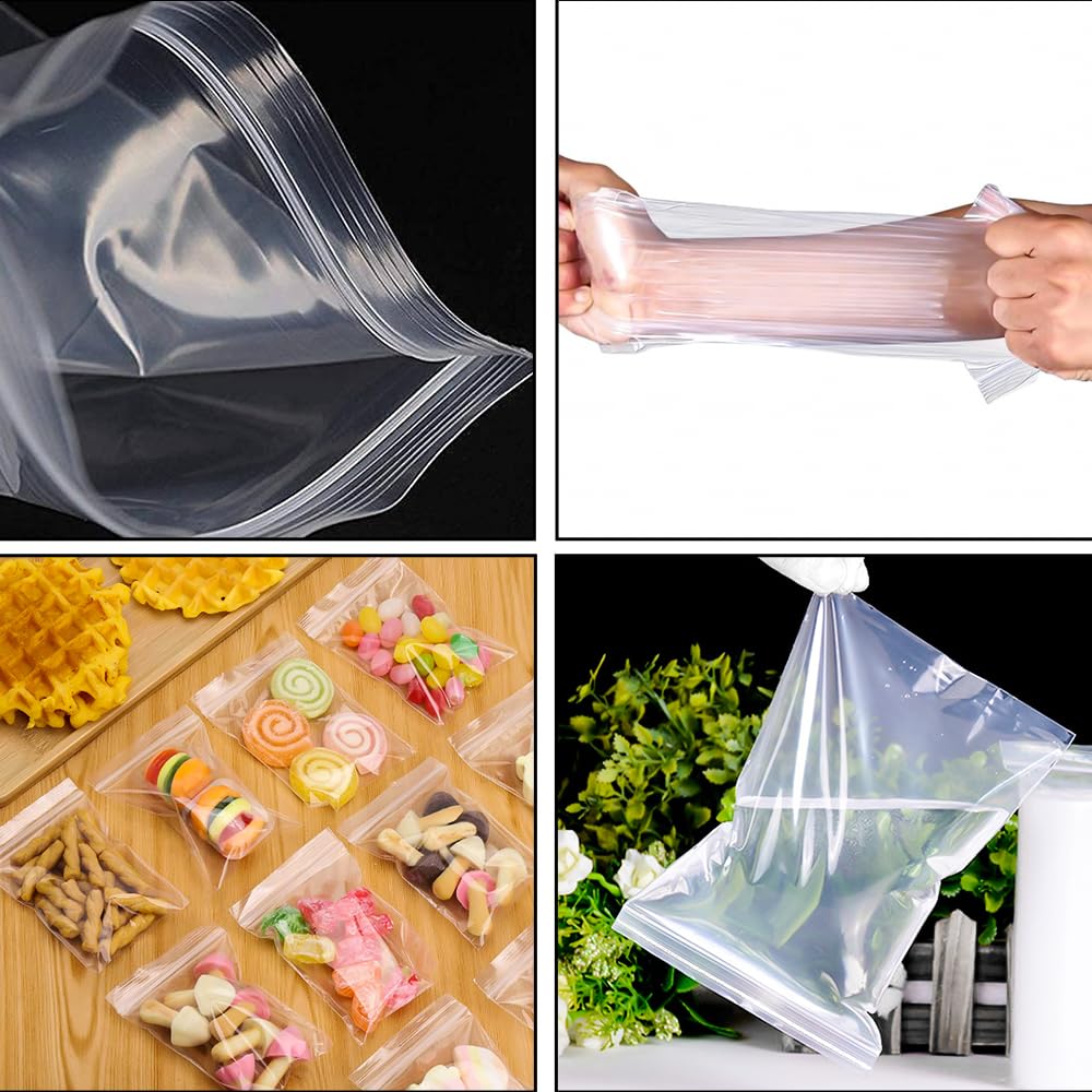 Venuscello® 100 x Grip Seal Zip Lock Resealable Plastic Bags 13" x 18" Clear Poly Zip Bag for Store Medicines, Jewellery, Small Sweets, Candy & Parts