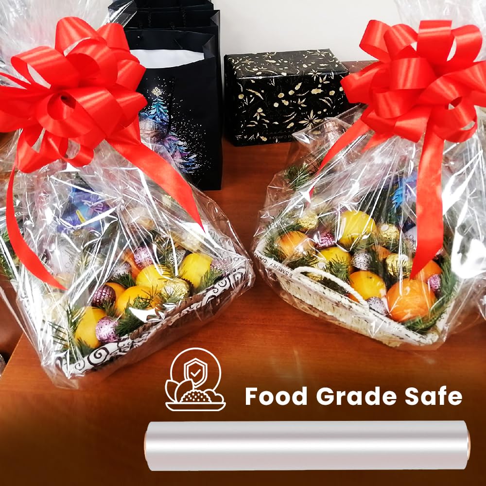 Venuscello® Cellophane Clear Wrap Roll 100m x 80cm Hamper Gift Wrapping Florist Paper for Wrapping Gift Hamper, Flower Craft Basket