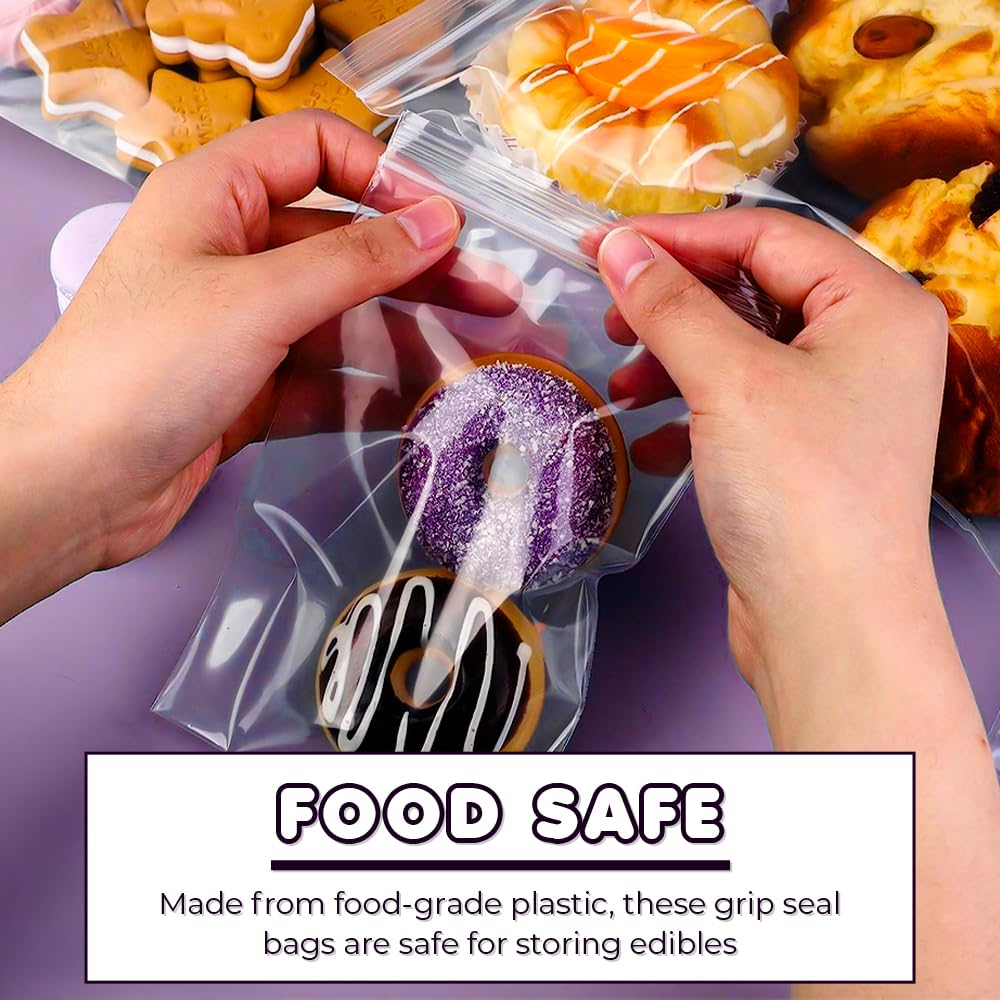 Venuscello® 100 x Grip Seal Zip Lock Resealable Plastic Bags 13" x 18" Clear Poly Zip Bag for Store Medicines, Jewellery, Small Sweets, Candy & Parts