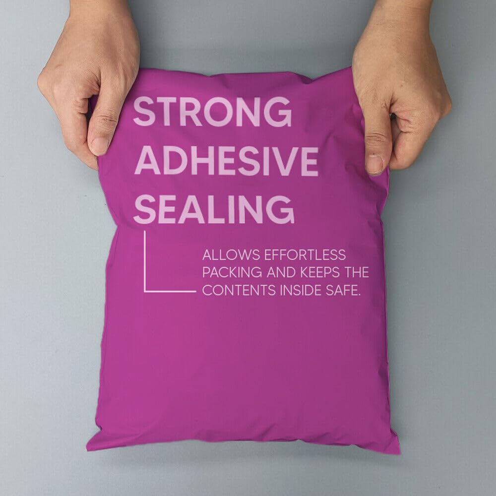 Venuscello® 100 x Pink Mailing Bags 10 in x 14 in Poly Mailer Self Sealing Postal Courier Bag Envelopes Polythene Bag for Cloths, Stationary and Shipping