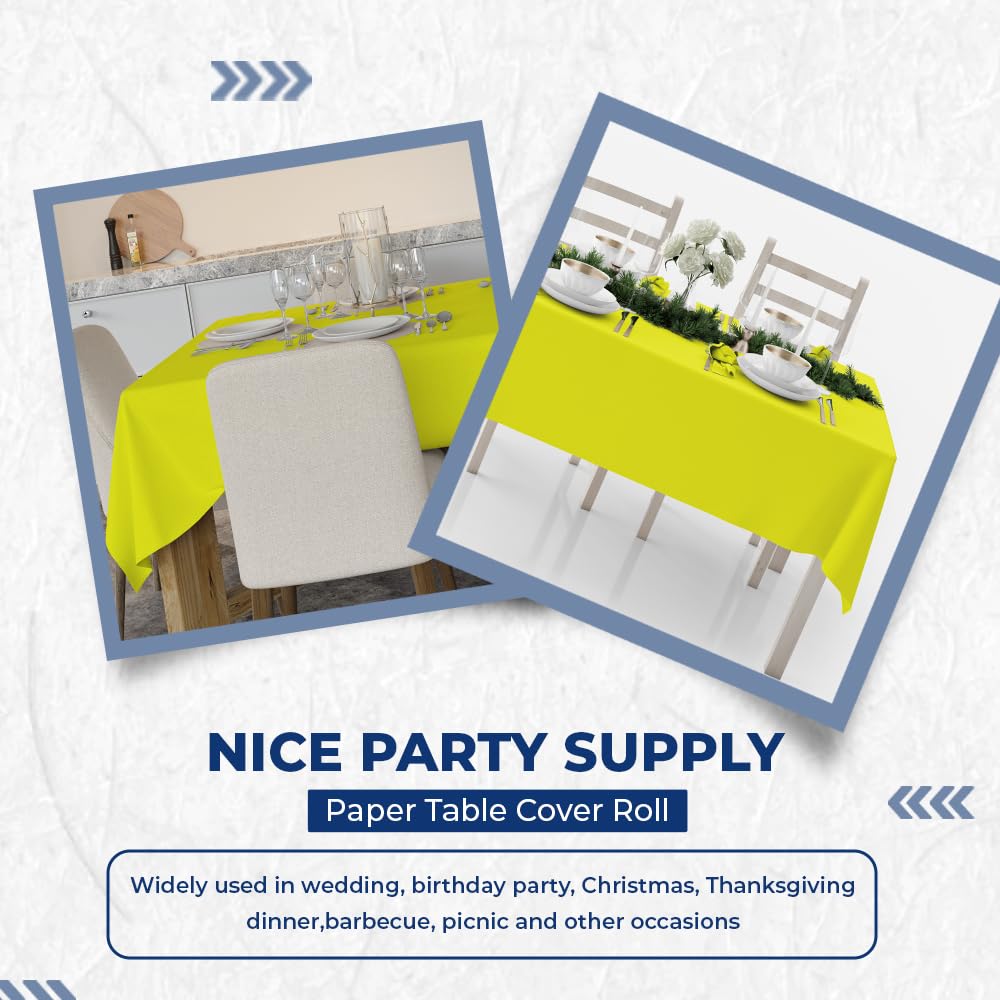 Venuscello Lime Green Banquet Roll 7m Paper Banqueting Table Cover for Wedding Buffet Dinner Home Large Disposable Table Paper Cloth