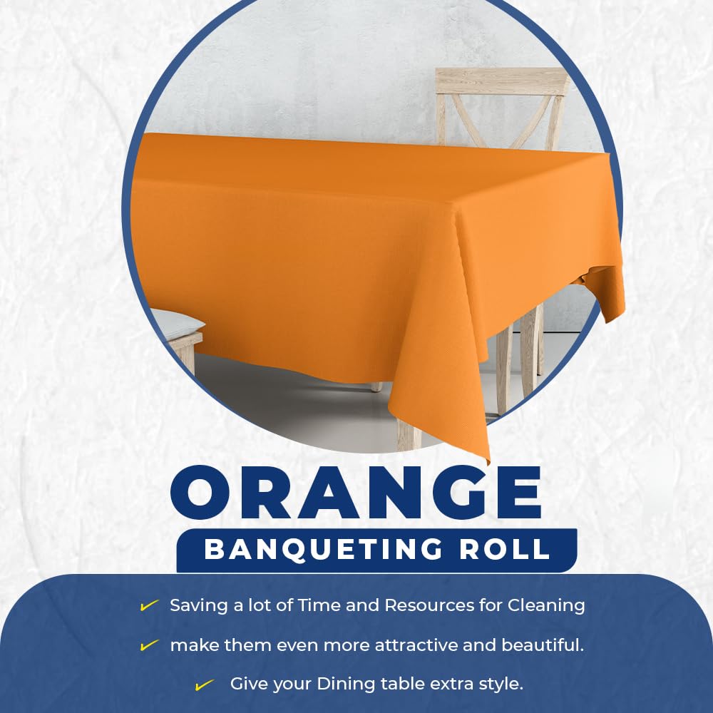Venuscello Orange Banquet Roll 7m Paper Banqueting Table Cover for Wedding Buffet Dinner Home Large Disposable Table Paper Cloth