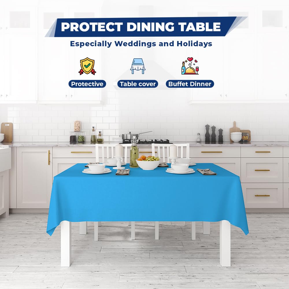 Venuscello Light Blue Banquet Roll 7m Paper Banqueting Table Cover for Wedding Buffet Dinner Home Large Disposable Table Paper Cloth