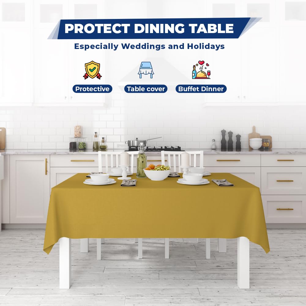 Venuscello Gold Banquet Roll 8m x 120cm Paper Banqueting Table Cover for Wedding Buffet Dinner Home Large Disposable Table Paper Cloth