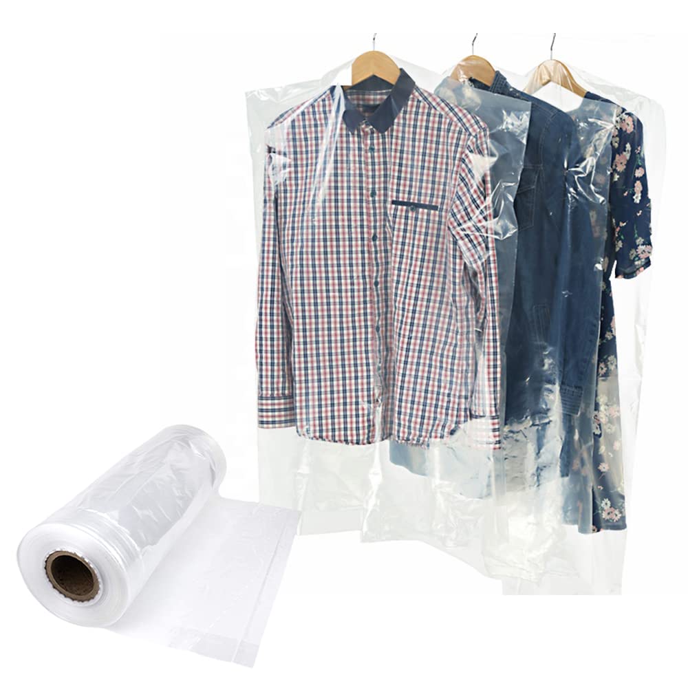 Venuscello® Garment Cloths Cover Bags on Roll 20" Clear Polythene for Carrying pressed Shirt, blazers, suits and dresses -100 Gauge