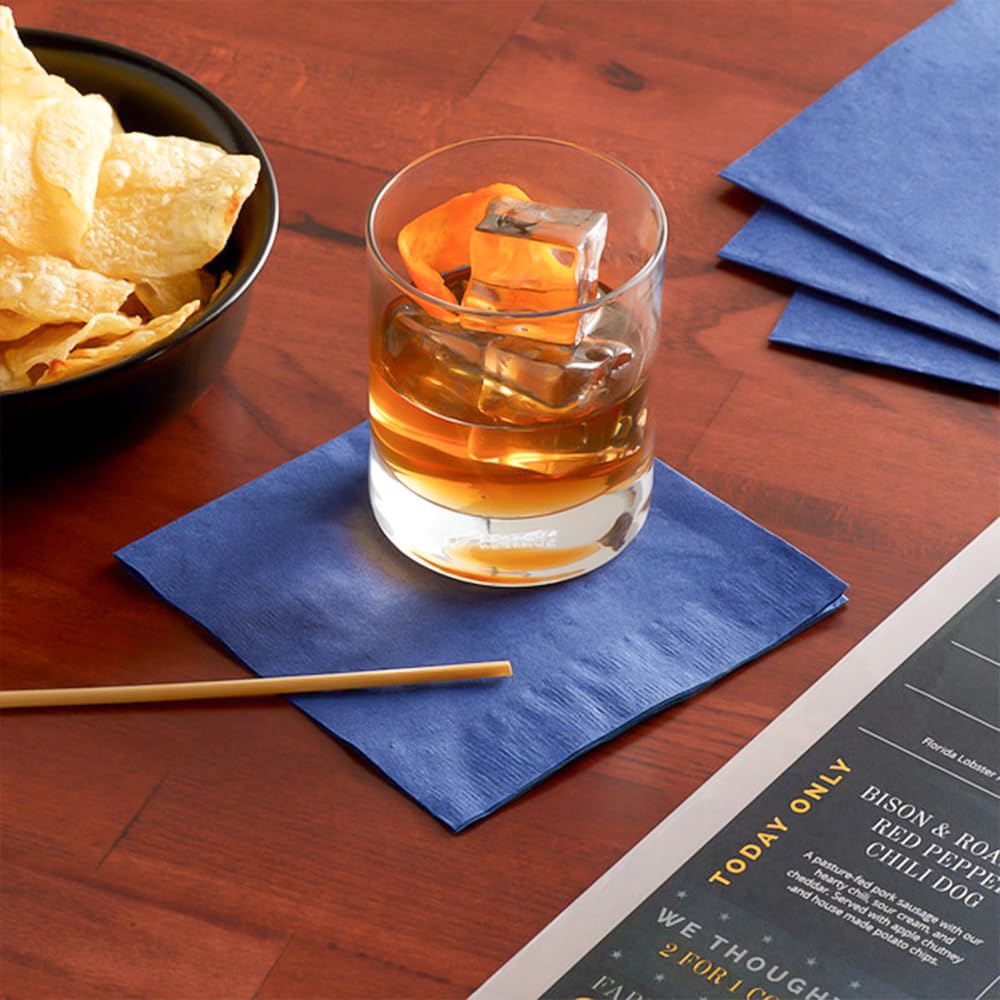 Venuscello® 400 x Serviettes Tissue Paper Napkins Blue 2-Ply 33cm for Catering Wedding Birthday Parties - 100 in Each Pack