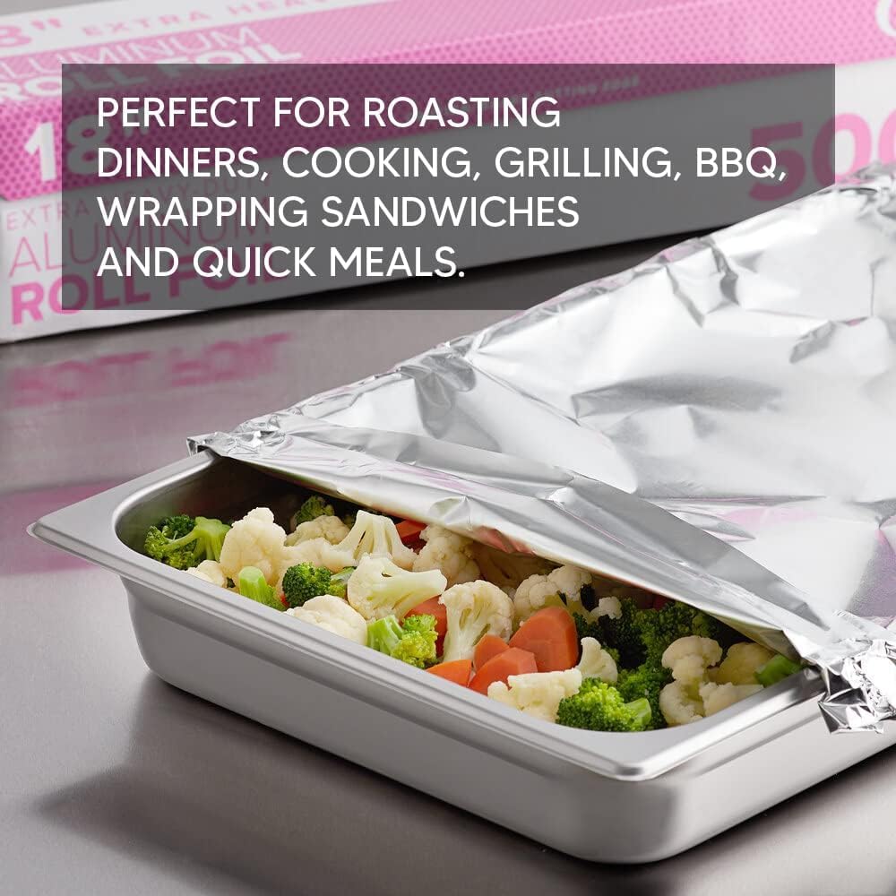 Venuscello® Aluminium Kitchen Tin Foil Roll 450mm x 75m 18" for Restaurants Keep Food Fresh & Hot Long Time