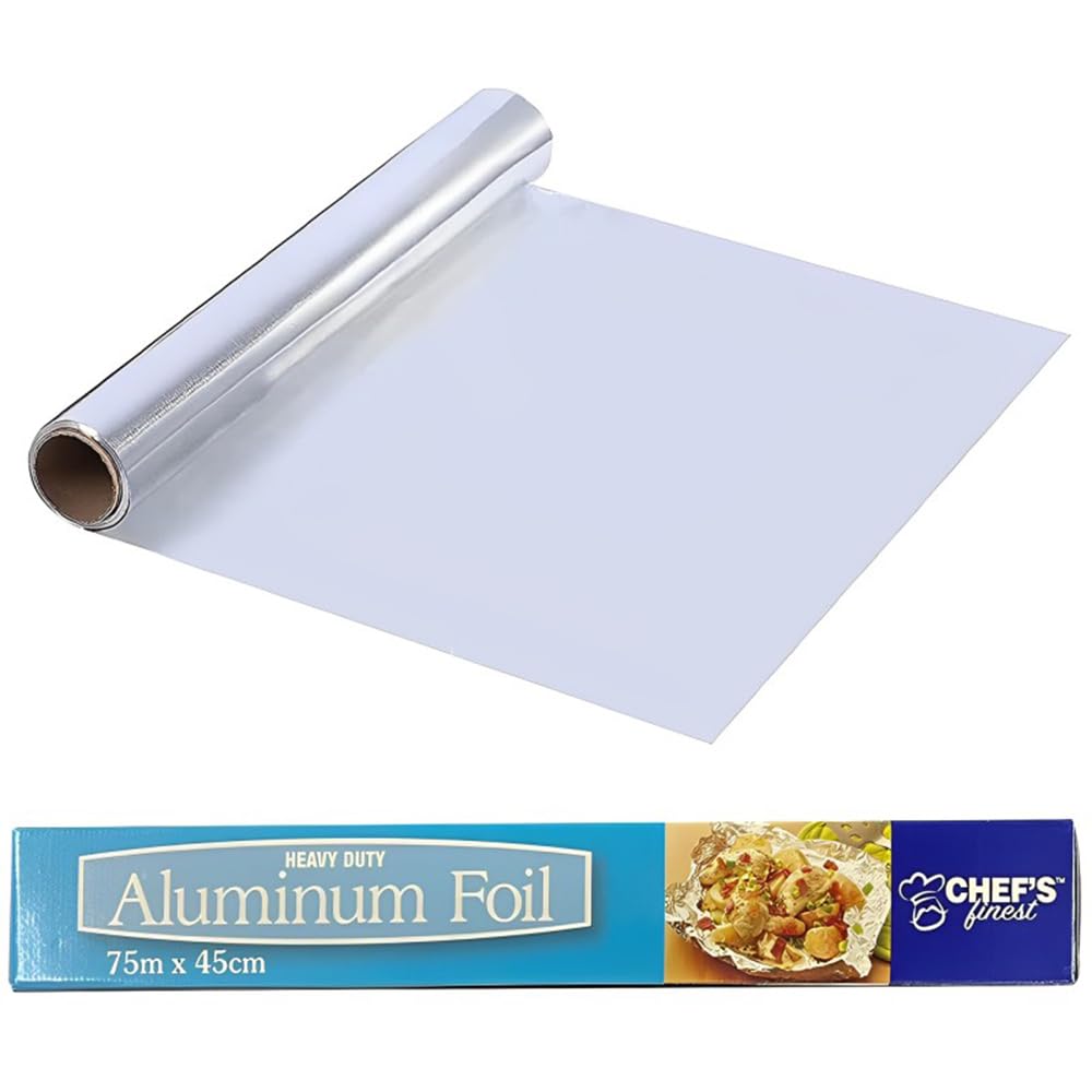 Venuscello® Aluminium Kitchen Tin Foil Roll 450mm x 75m 18" for Restaurants Keep Food Fresh & Hot Long Time