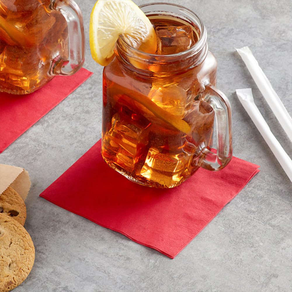 Venuscello® 1000 x Cocktail Serviettes Tissue Paper Napkins 2ply Red Disposable & Recyclable for Wedding, Birthday Party - 23cm x 23cm