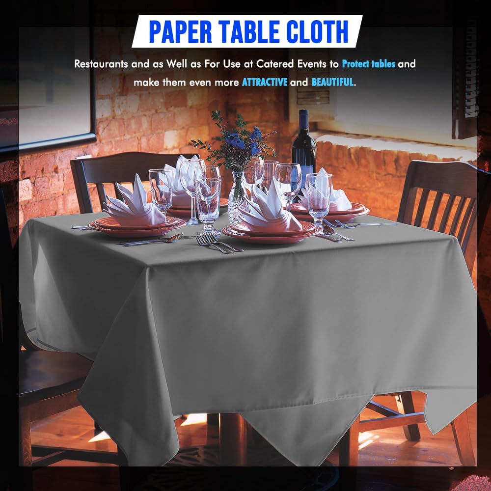Venuscello® 25 x Paper Table Cloth Square Tabletop Folded Disposable Cover to Protect Table for Birthday Party - Metallic Silver - 90cm x 90cm