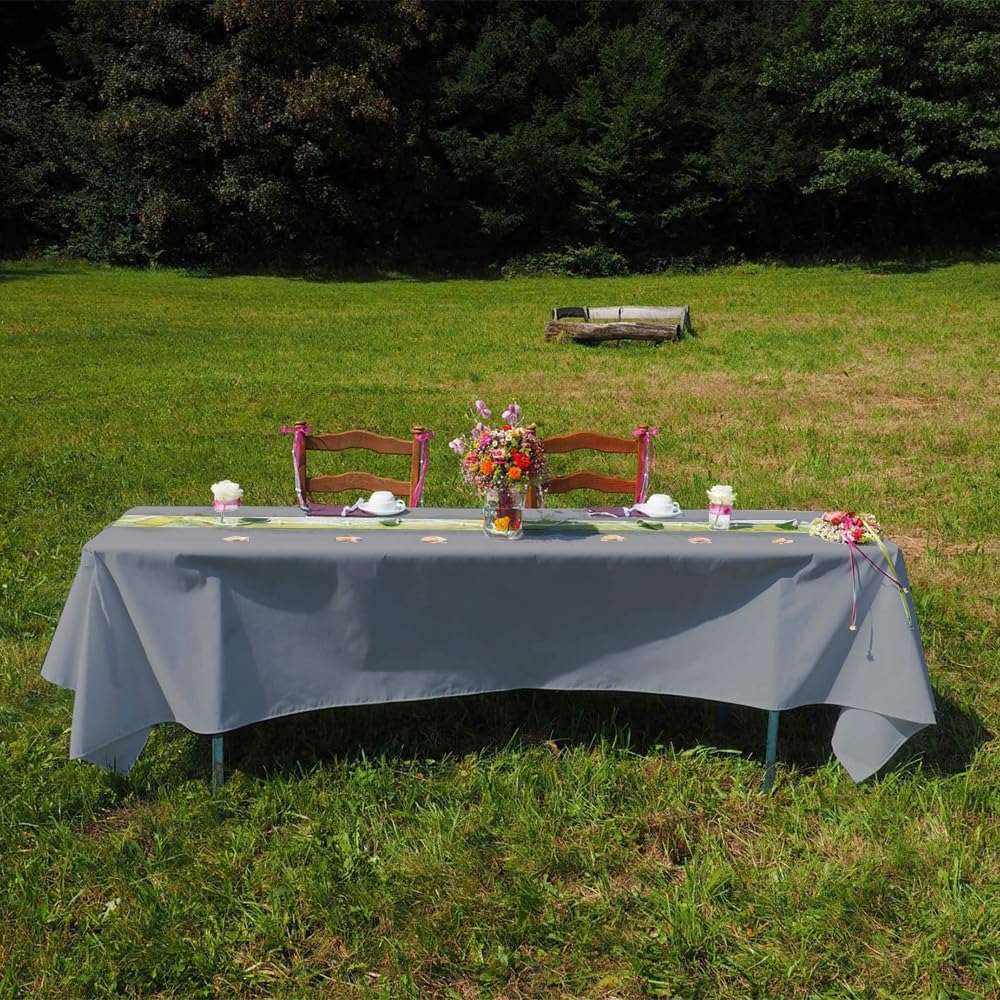 Venuscello® 25 x Paper Table Cloth Square Tabletop Folded Disposable Cover to Protect Table for Birthday Party - Metallic Silver - 90cm x 90cm