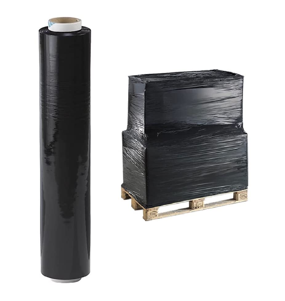 Venuscello® Pallet Wrap Shrink Wrapping Roll 400mm x 250m Black Non Extended Core Cling Film for Moving Secure Packaging & Shipping