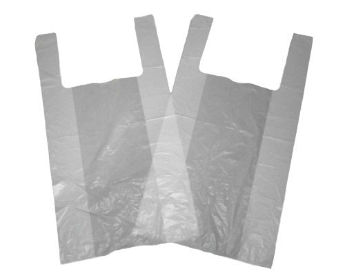 Venuscello® 500 x Vest Style Carrier Bags White Plastic 10" x 15" x 18" Heavy Duty Carry Bags for Vegetables Fruits Groceries Shopping