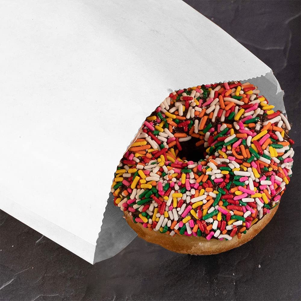 Venuscello® 100 x Kraft Paper Bags 8.5" x 8.5" Sulphite Strung White Food Bag for Sandwich Candy Cookies & Grocery