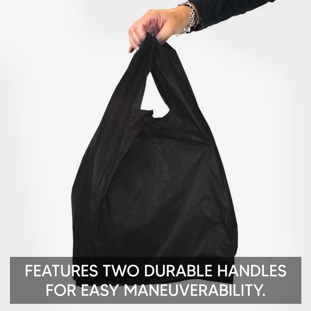 Venuscello® 4000 x Vest Style Black Carrier Bags Plastic 8" x 13" x 18" Heavy Duty Carry Bags for Vegetables Fruits Groceries Shopping