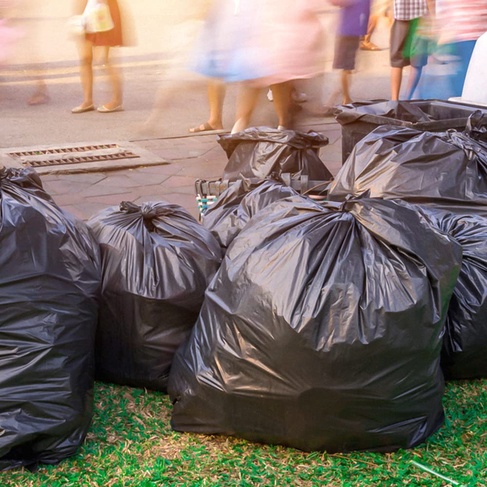Venuscello® 100 x Black Refuse Sacks Bin Liners Bags 180 Gauge 18 x 29 x 39 in for Garden Garbage Bio Hazard Waste