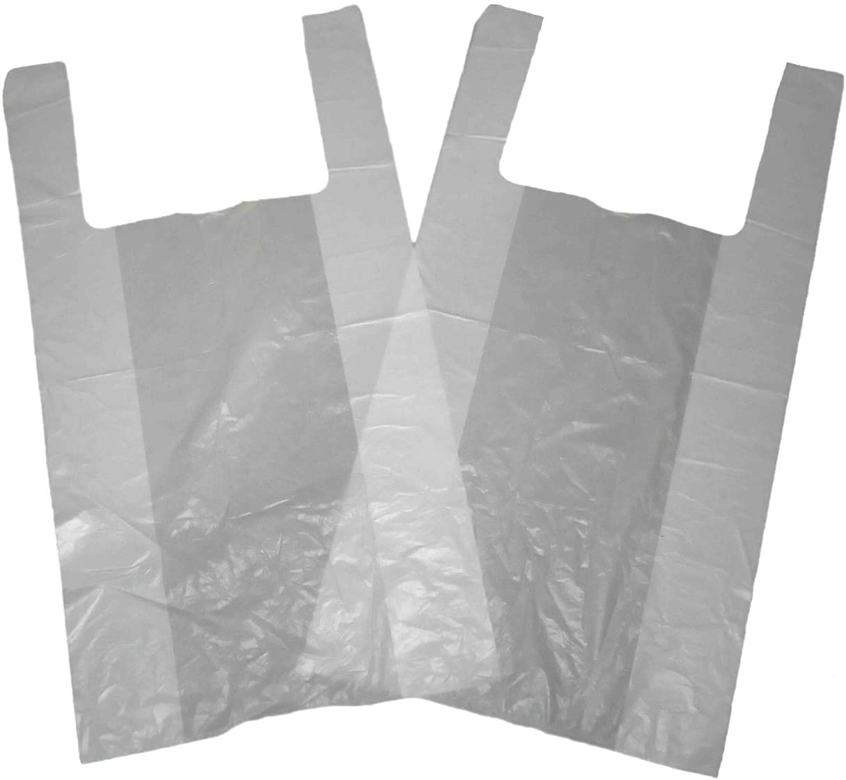 Venuscello® 200 x Vest Style Carrier Bags White Plastic 12" x 18" x 23" Heavy Duty Carry Bags for Vegetables Fruits Groceries Shopping