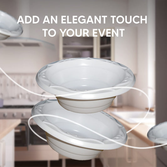 Venuscello® 500 x Disposable Plastic Dessert Bowl 12 oz Composable Perfect for Soup Salad Ideal for Wedding, Birthday Party and Catering
